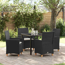 Tuin eettafelset 5 pcs Zwart poly rattan