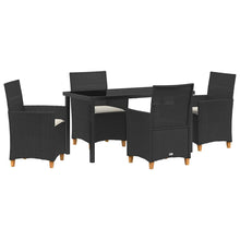 Tuin eettafelset 5 pcs Zwart poly rattan