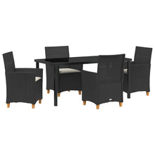 Tuin eettafelset 5 pcs Zwart poly rattan