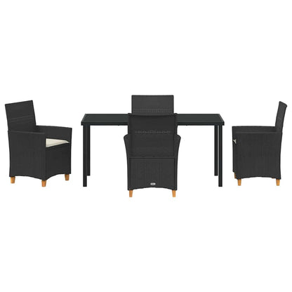 Tuin eettafelset 5 pcs Zwart poly rattan