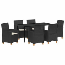 Tuin eettafelset 7 pcs Zwart poly rattan