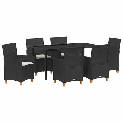 Tuin eettafelset 7 pcs Zwart poly rattan