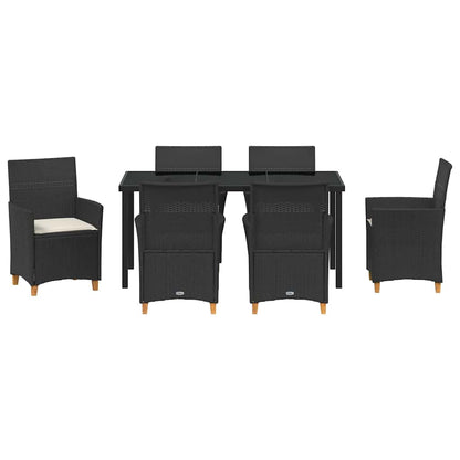 Tuin eettafelset 7 pcs Zwart poly rattan