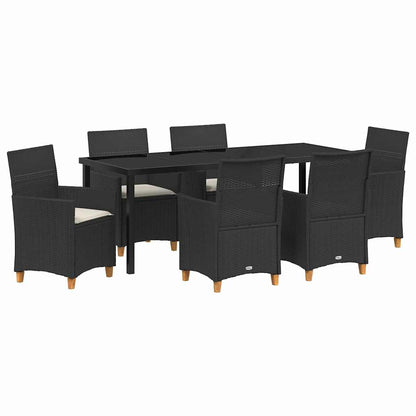 Tuin eettafelset 7 pcs Zwart poly rattan