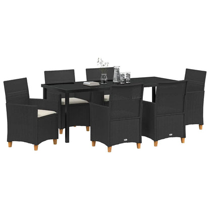 Tuin eettafelset 7 pcs Zwart poly rattan