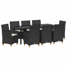 Tuin eettafelset 9 pcs Zwart poly rattan