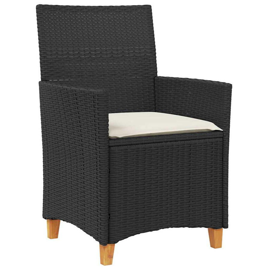 Tuin eettafelset 9 pcs Zwart poly rattan