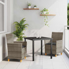 Tuin eettafelset 3-delig poly rattan grijs