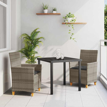Tuin eettafelset 3 pcs Grijs poly rattan