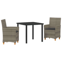 Tuin eettafelset 3 pcs Grijs poly rattan
