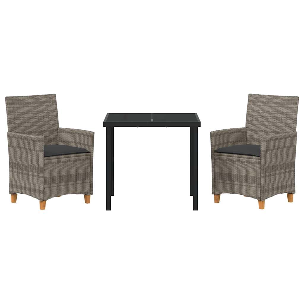 Tuin eettafelset 3 pcs Grijs poly rattan