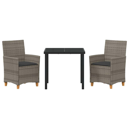 Tuin eettafelset 3 pcs Grijs poly rattan