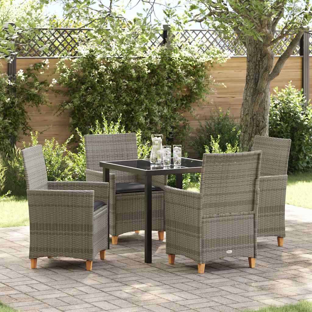 Tuin eettafelset 5 pcs Grijs poly rattan