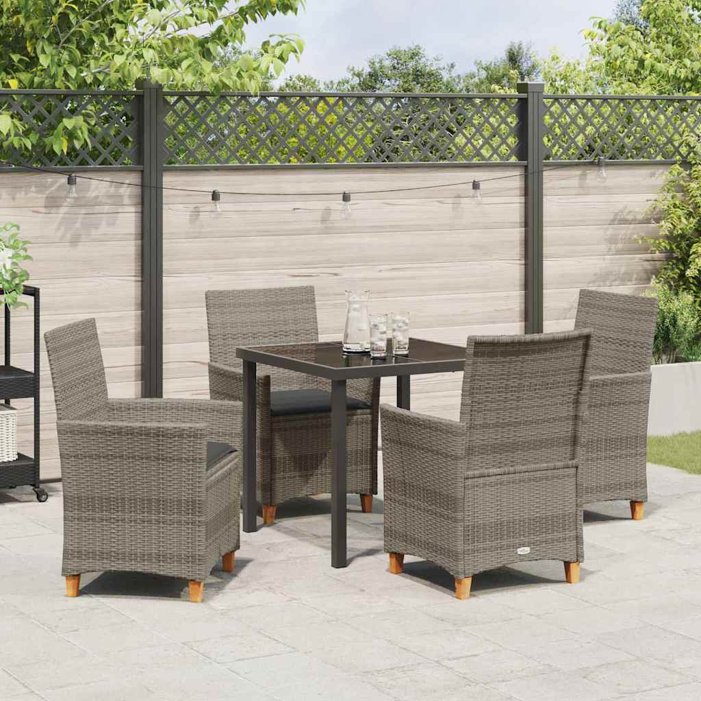 Tuin eettafelset 5 pcs Grijs poly rattan