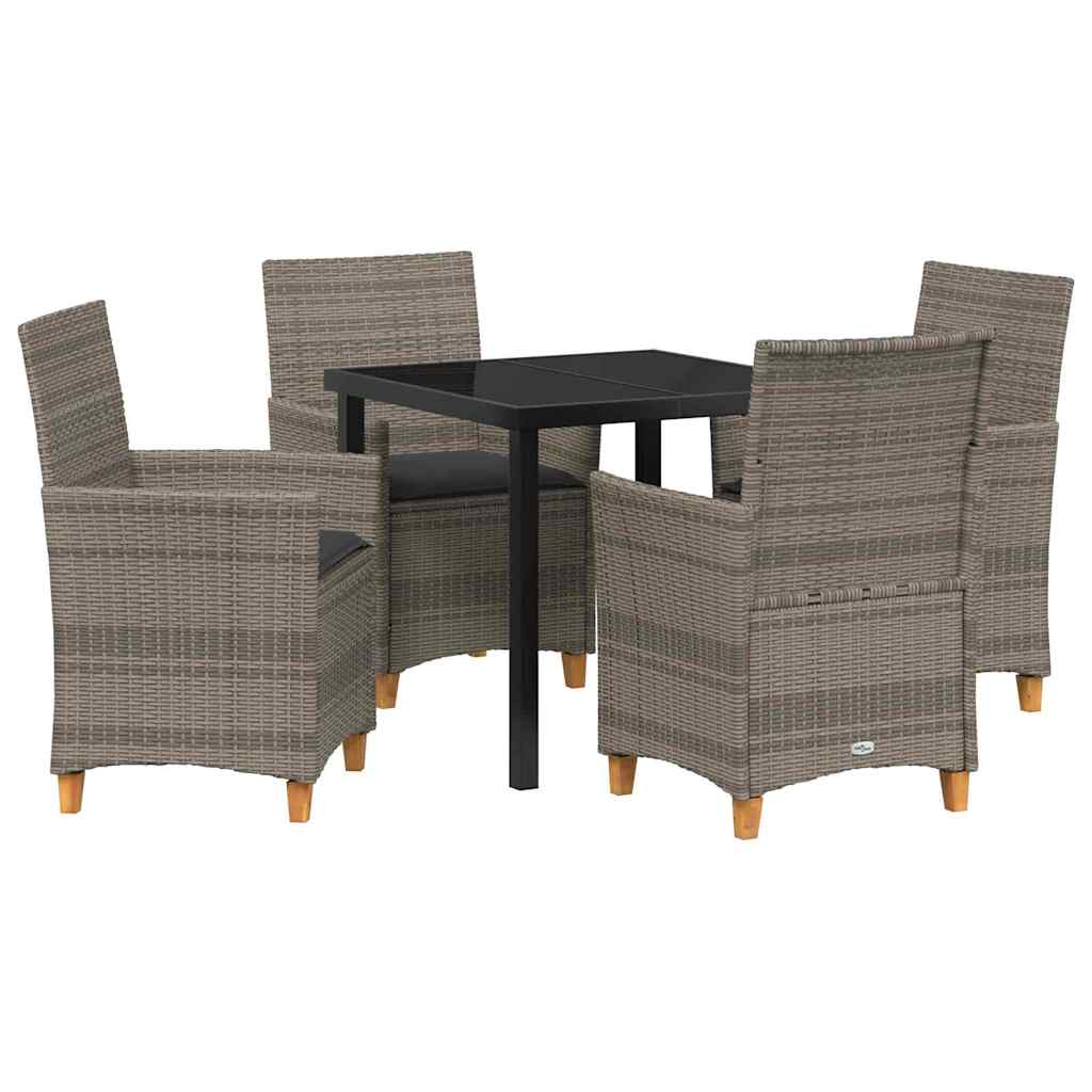 Tuin eettafelset 5 pcs Grijs poly rattan