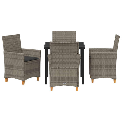 Tuin eettafelset 5 pcs Grijs poly rattan