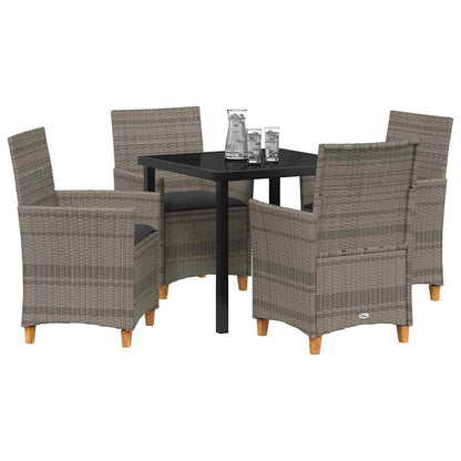 Tuin eettafelset 5 pcs Grijs poly rattan