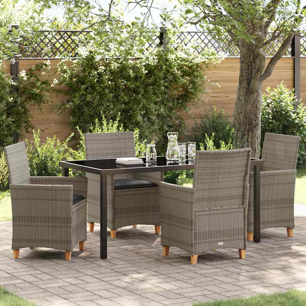 Tuin eettafelset 5 pcs Grijs poly rattan