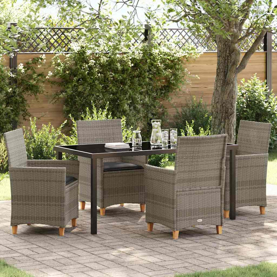 Tuin eettafelset 5 pcs Grijs poly rattan