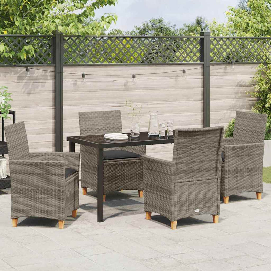 Tuin eettafelset 5 pcs Grijs poly rattan