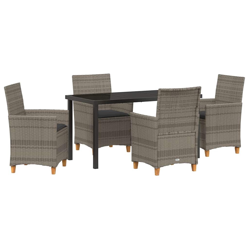 Tuin eettafelset 5 pcs Grijs poly rattan
