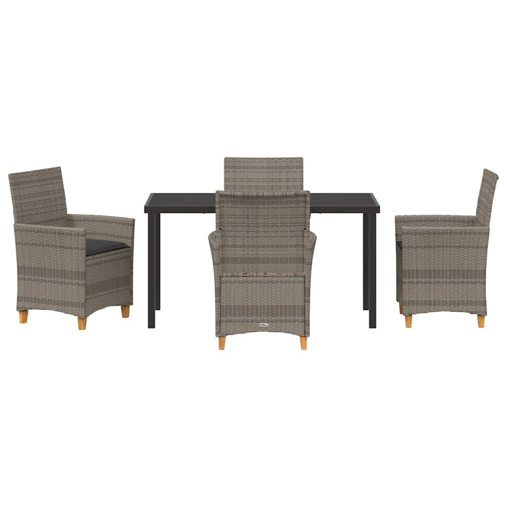 Tuin eettafelset 5 pcs Grijs poly rattan