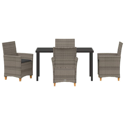 Tuin eettafelset 5 pcs Grijs poly rattan
