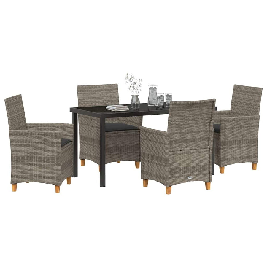 Tuin eettafelset 5 pcs Grijs poly rattan
