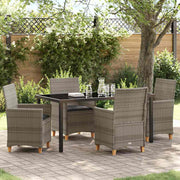 Tuin eettafelset poly rattan grijs 5-delig