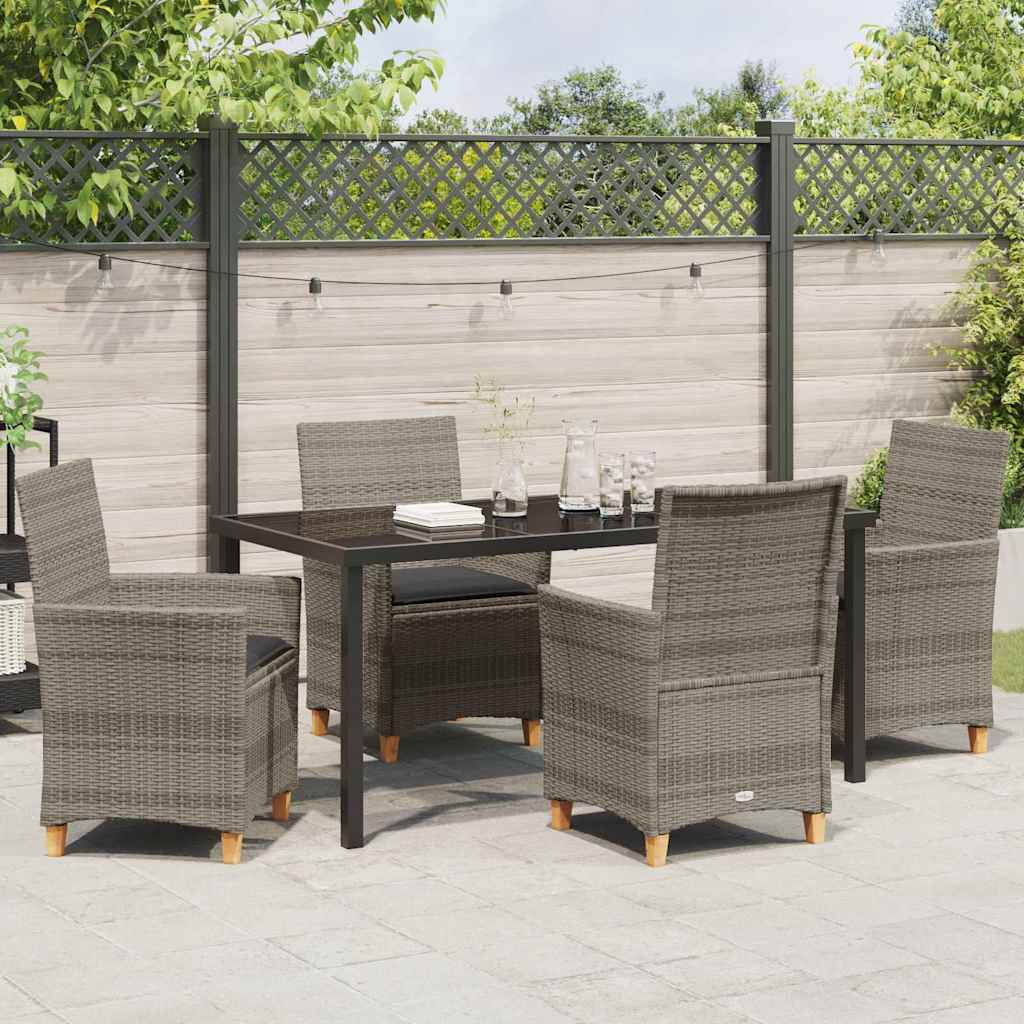 Tuin eettafelset 5 pcs Grijs poly rattan