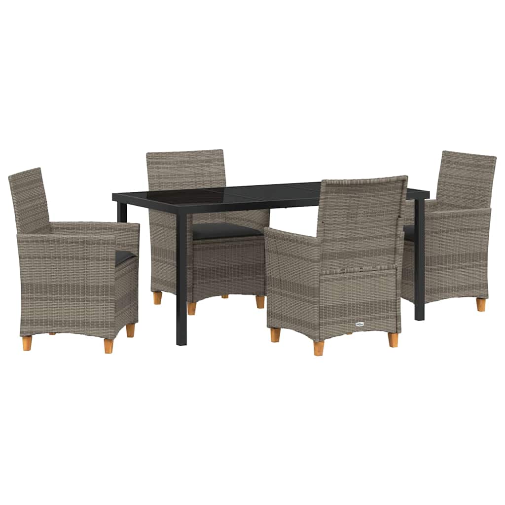 Tuin eettafelset 5 pcs Grijs poly rattan