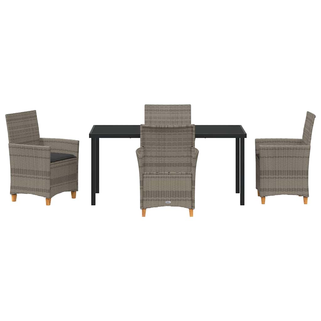 Tuin eettafelset 5 pcs Grijs poly rattan