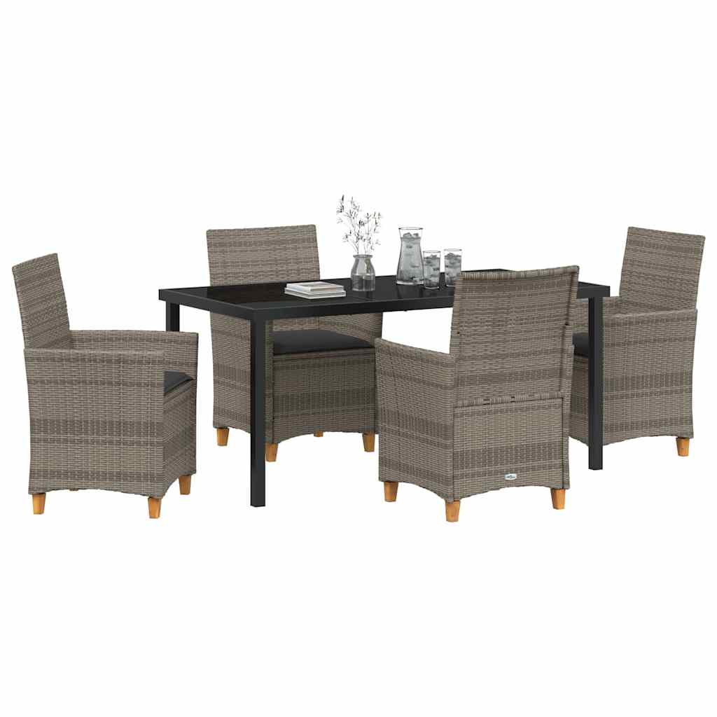 Tuin eettafelset 5 pcs Grijs poly rattan