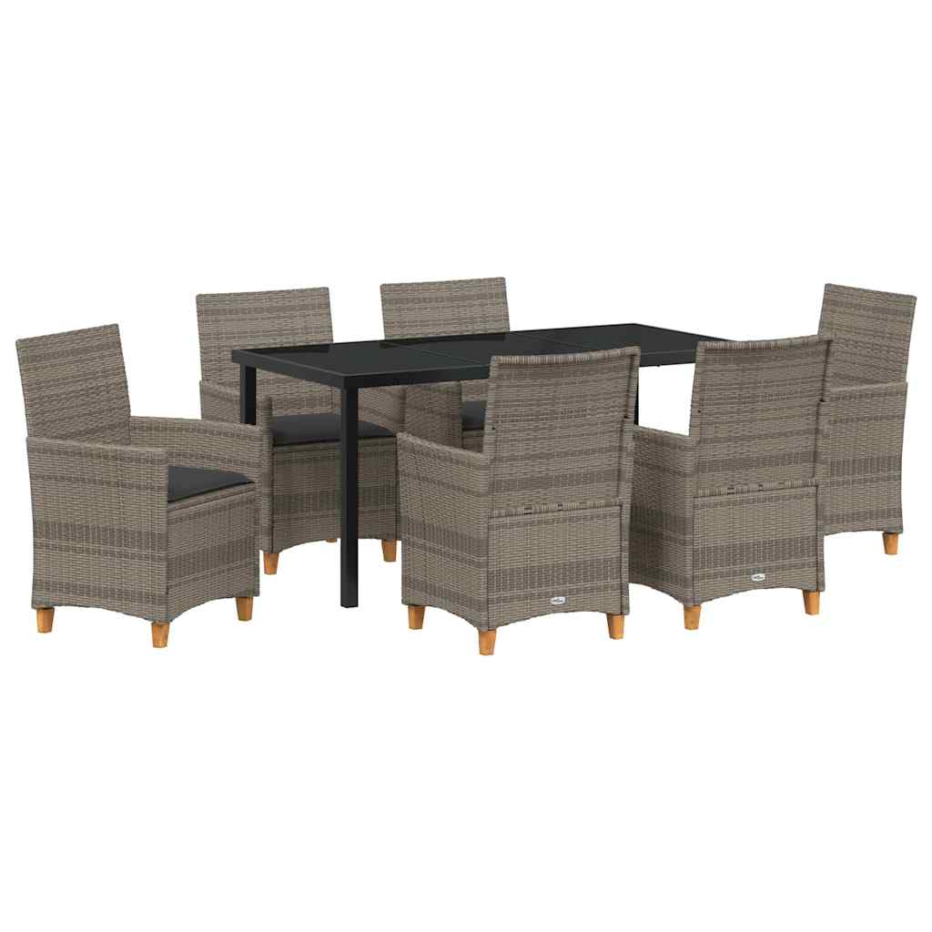 Tuin eettafelset 7 pcs Grijs poly rattan