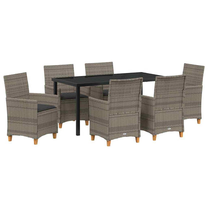 Tuin eettafelset 7 pcs Grijs poly rattan
