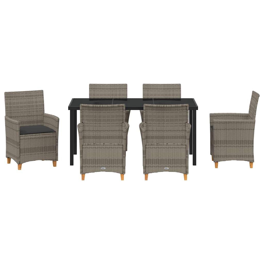 Tuin eettafelset 7 pcs Grijs poly rattan