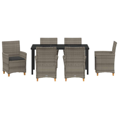 Tuin eettafelset 7 pcs Grijs poly rattan