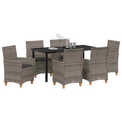 Tuin eettafelset 7 pcs Grijs poly rattan