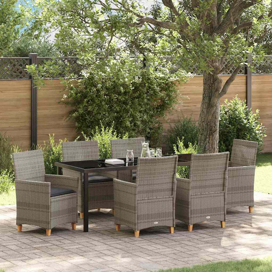 Tuin Eetset 7 pcs Grijs poly rattan