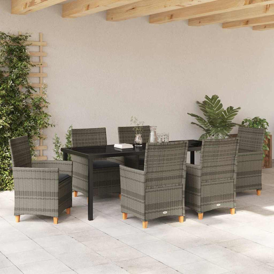Tuin Eetset 7 pcs Grijs poly rattan