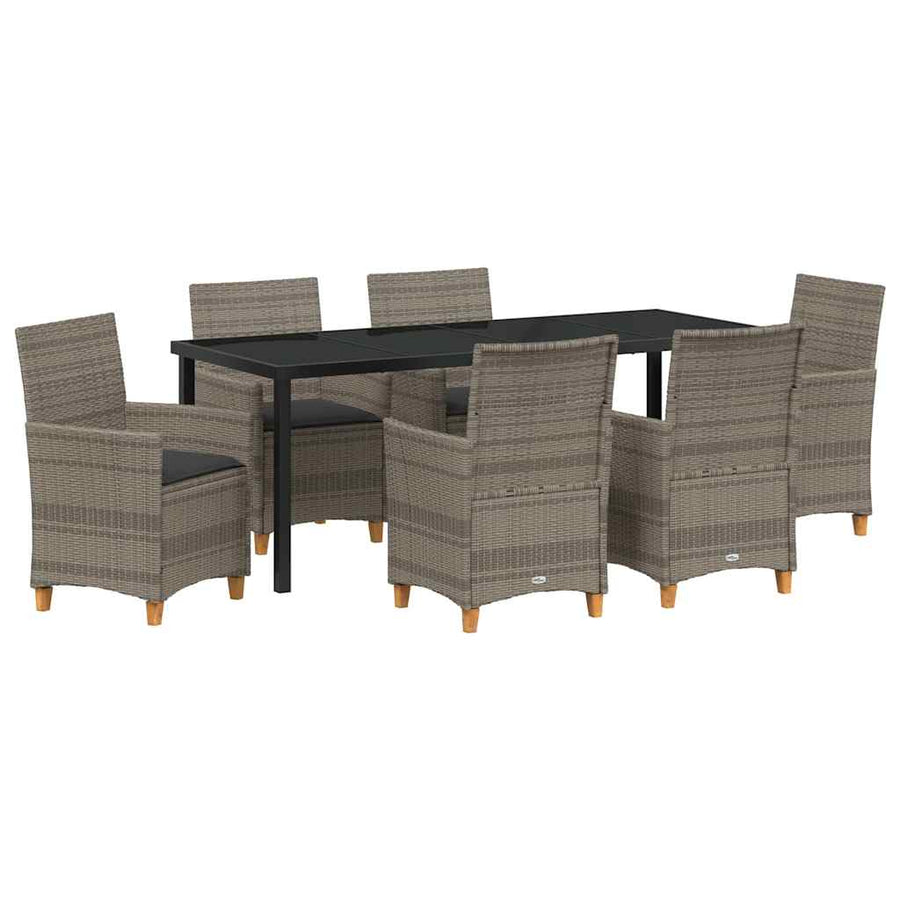 Tuin Eetset 7 pcs Grijs poly rattan