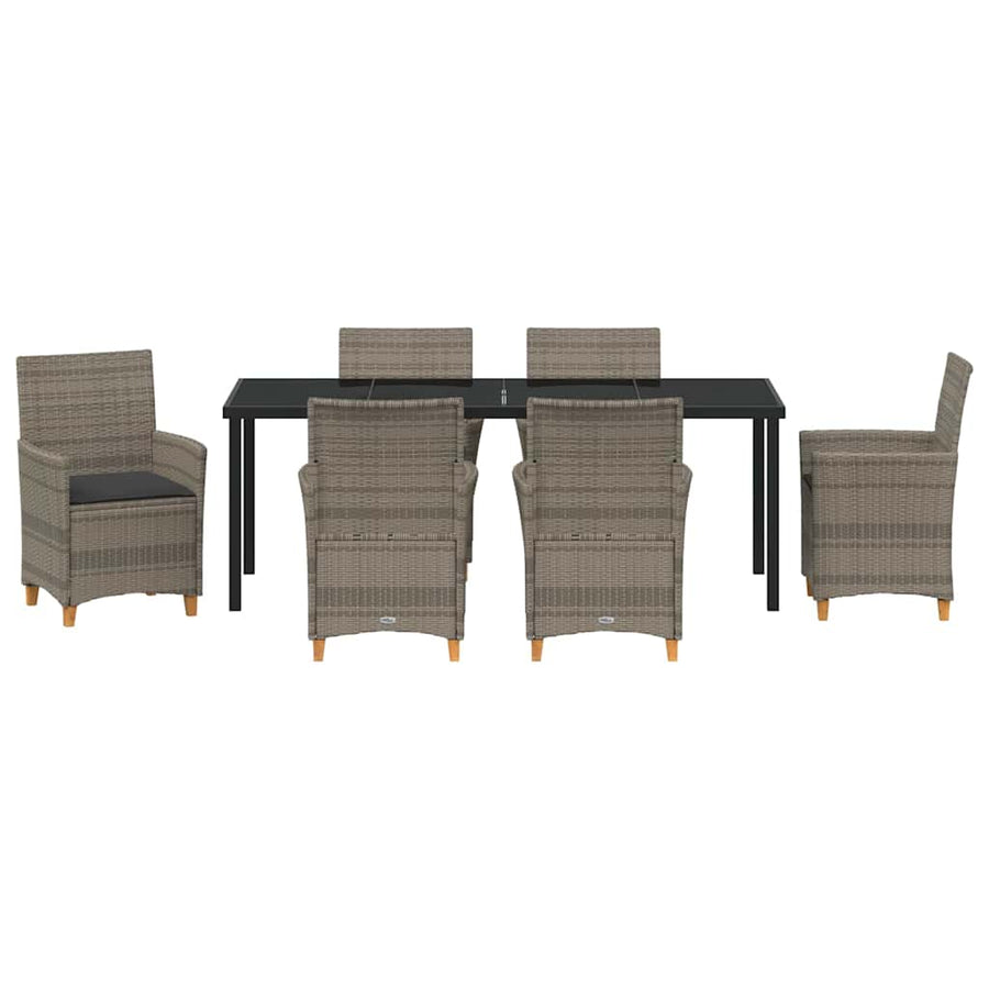 Tuin Eetset 7 pcs Grijs poly rattan
