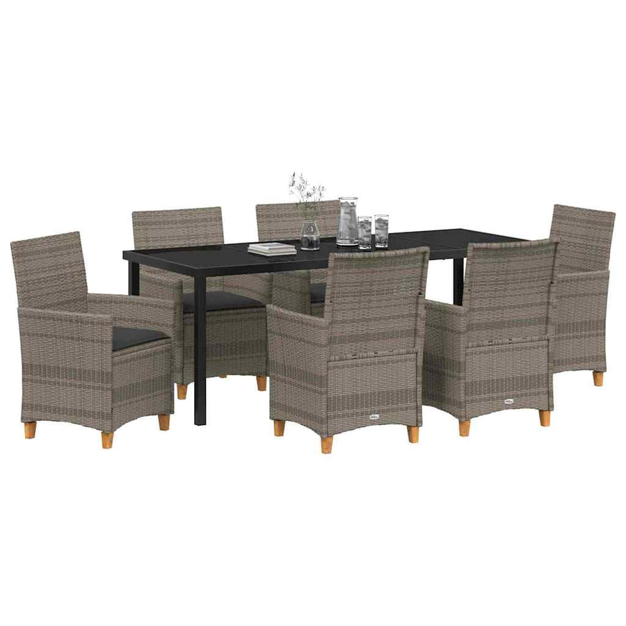Tuin Eetset 7 pcs Grijs poly rattan
