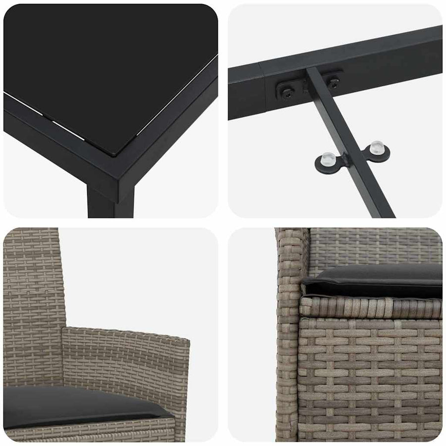 Tuin Eetset 9 pcs Grijs poly rattan