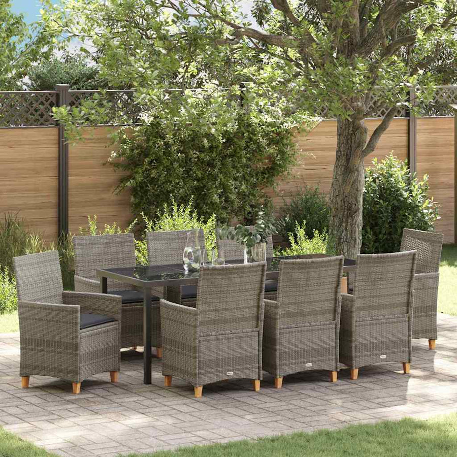Tuin Eetset 9 pcs Grijs poly rattan