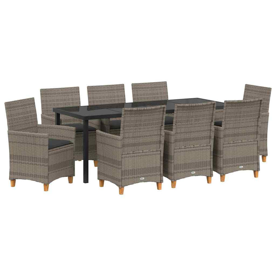 Tuin Eetset 9 pcs Grijs poly rattan