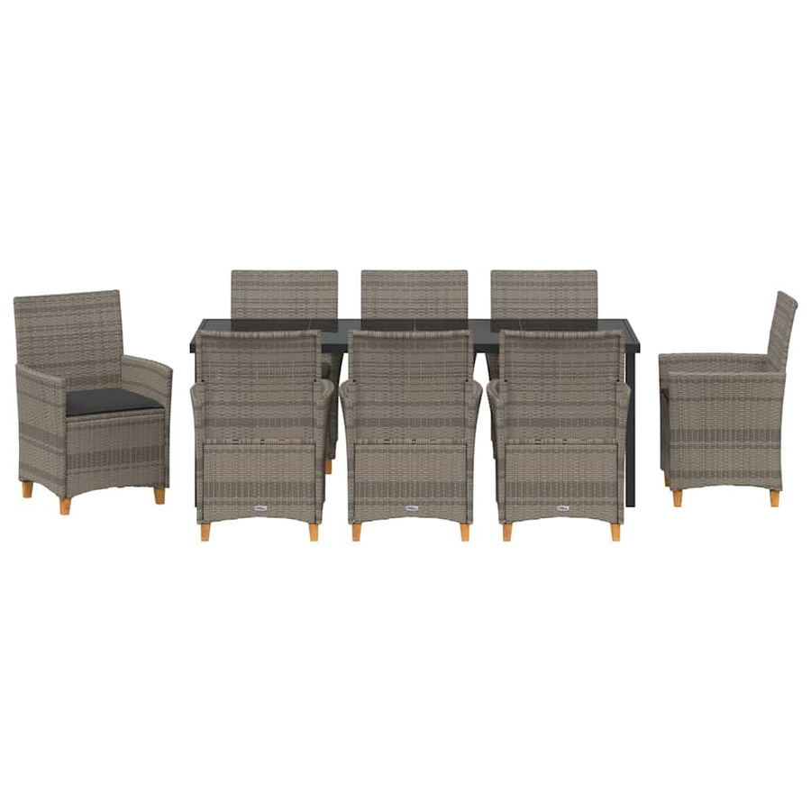 Tuin Eetset 9 pcs Grijs poly rattan