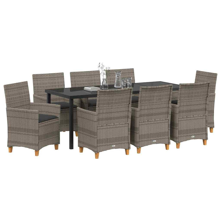 Tuin Eetset 9 pcs Grijs poly rattan