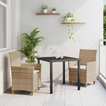 Tuin eettafelset 3 pcs Beige poly rattan