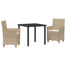 Tuin eettafelset 3 pcs Beige poly rattan